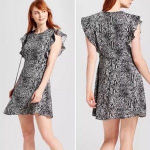 Snake Print Ruffle Dress - Size M
